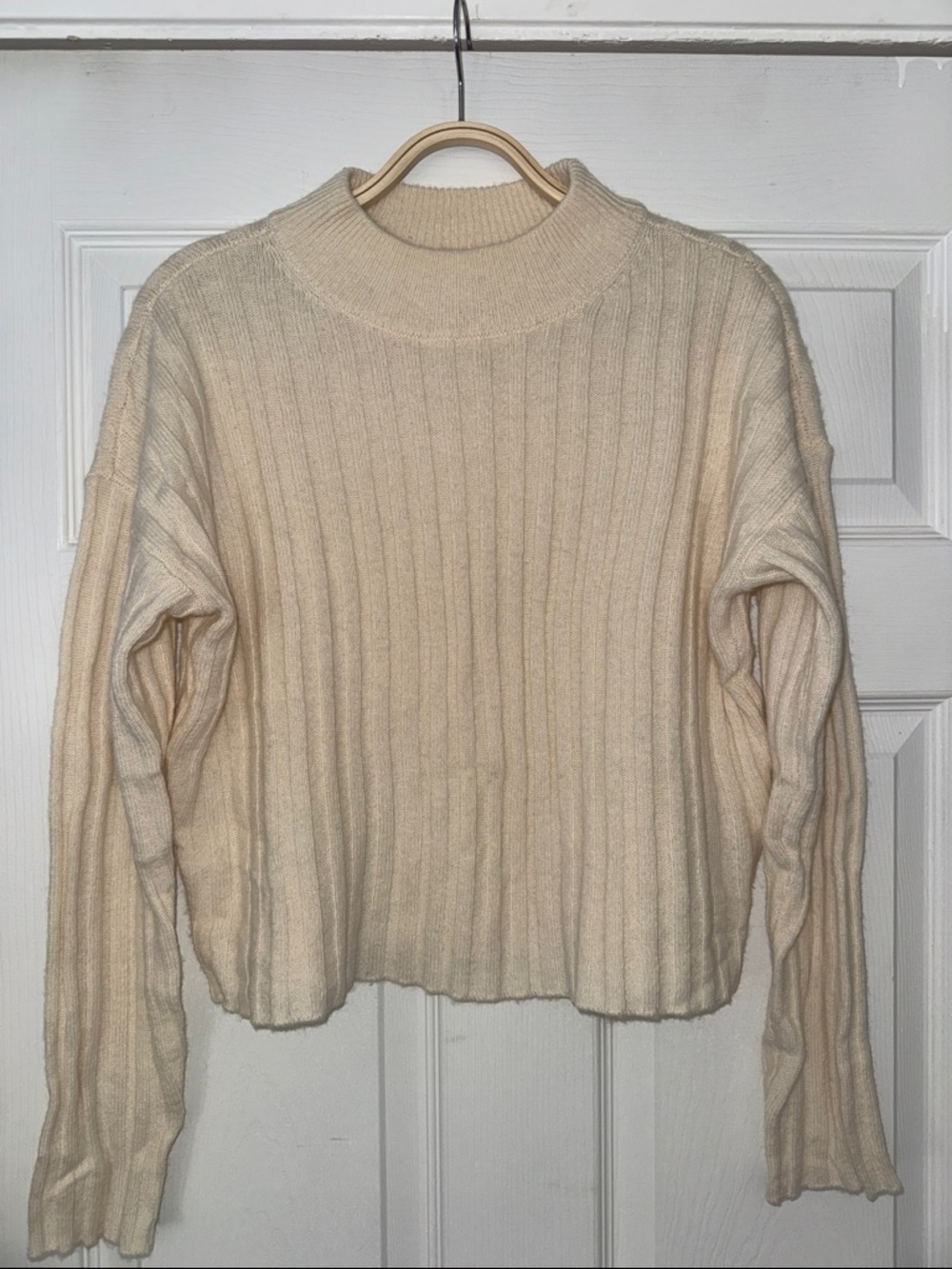 Madewell Cozy Cream Ribbed Mock Neck Sweater